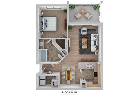 Floor plan for 1 bed, 1 bath, 850 sqft